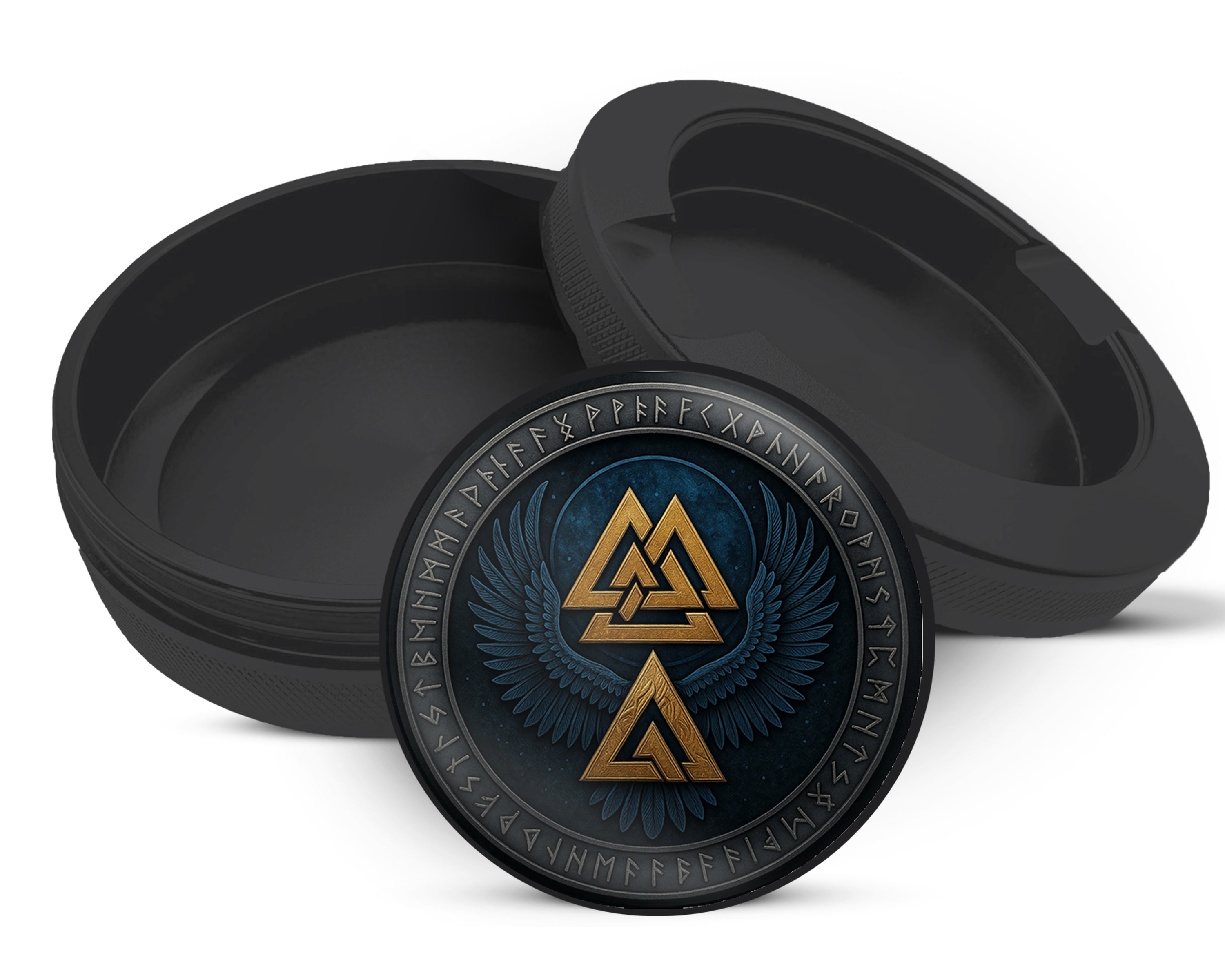 Snus Storage Case Valknut Wings Norse Emblem Black