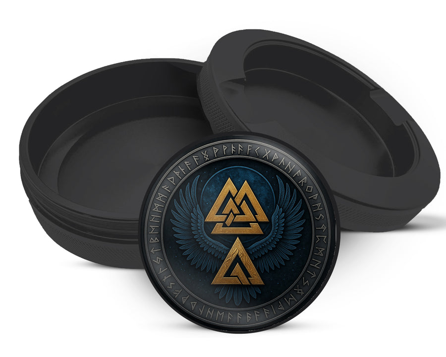 Snus Storage Case Valknut Wings Norse Emblem Black