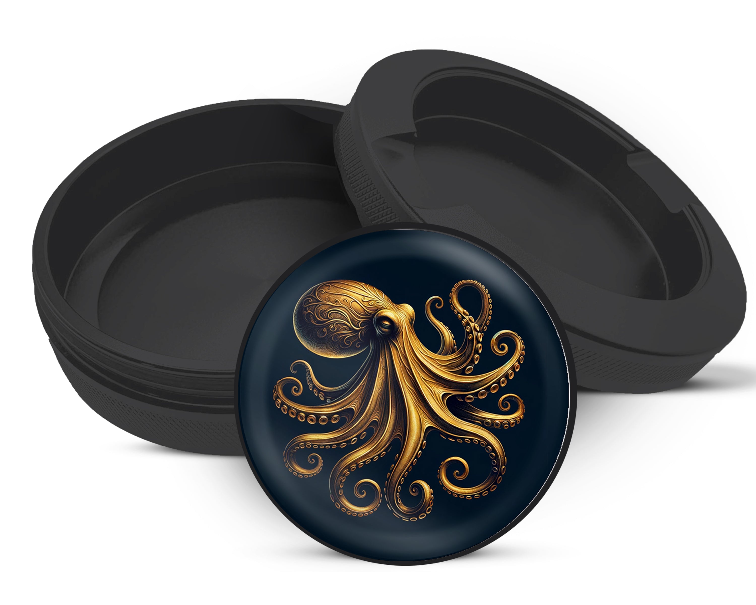 Snus Storage Case Vintage Golden Octopus Black