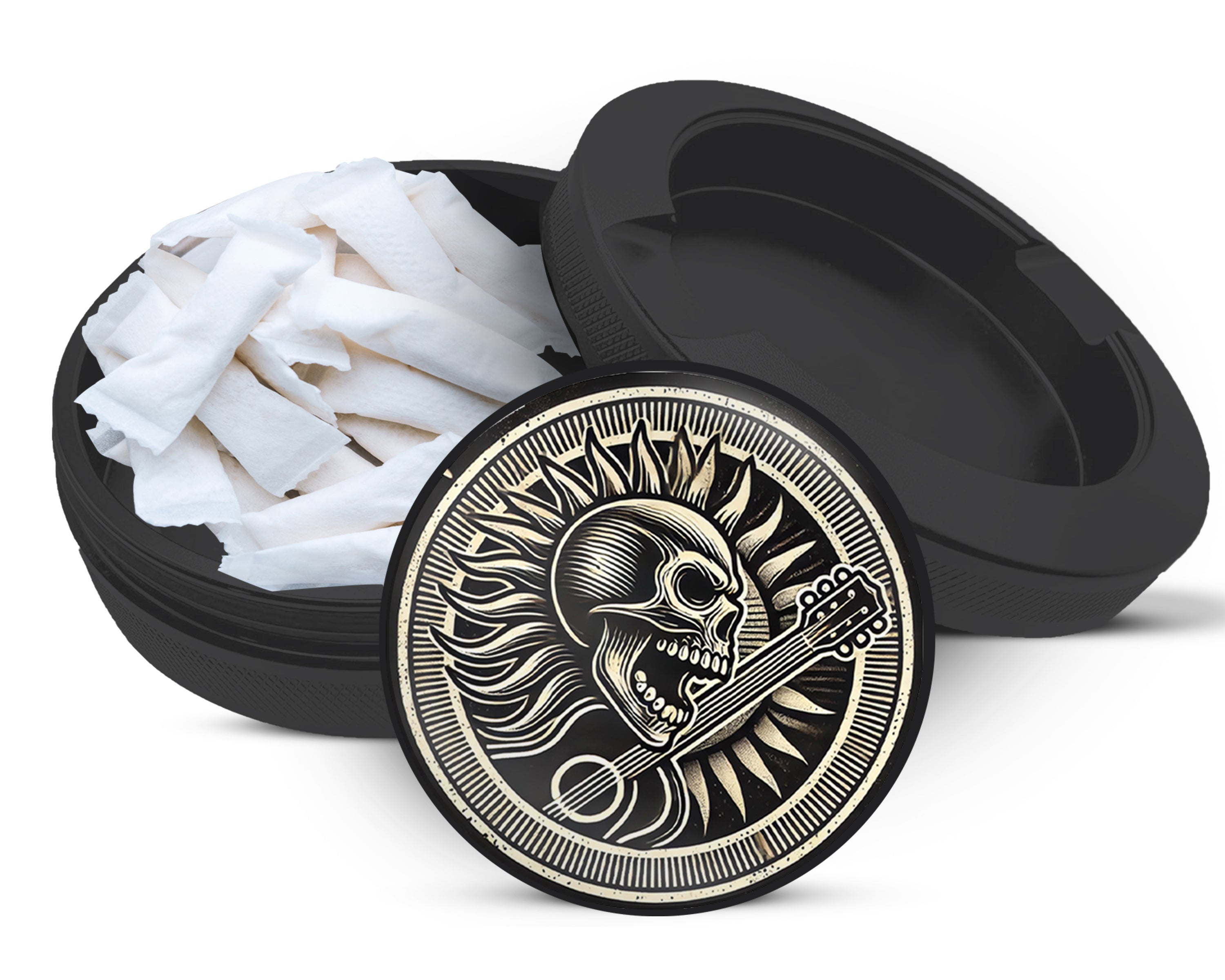 Snus Storage Case Death Metal Skull and Guitar Black