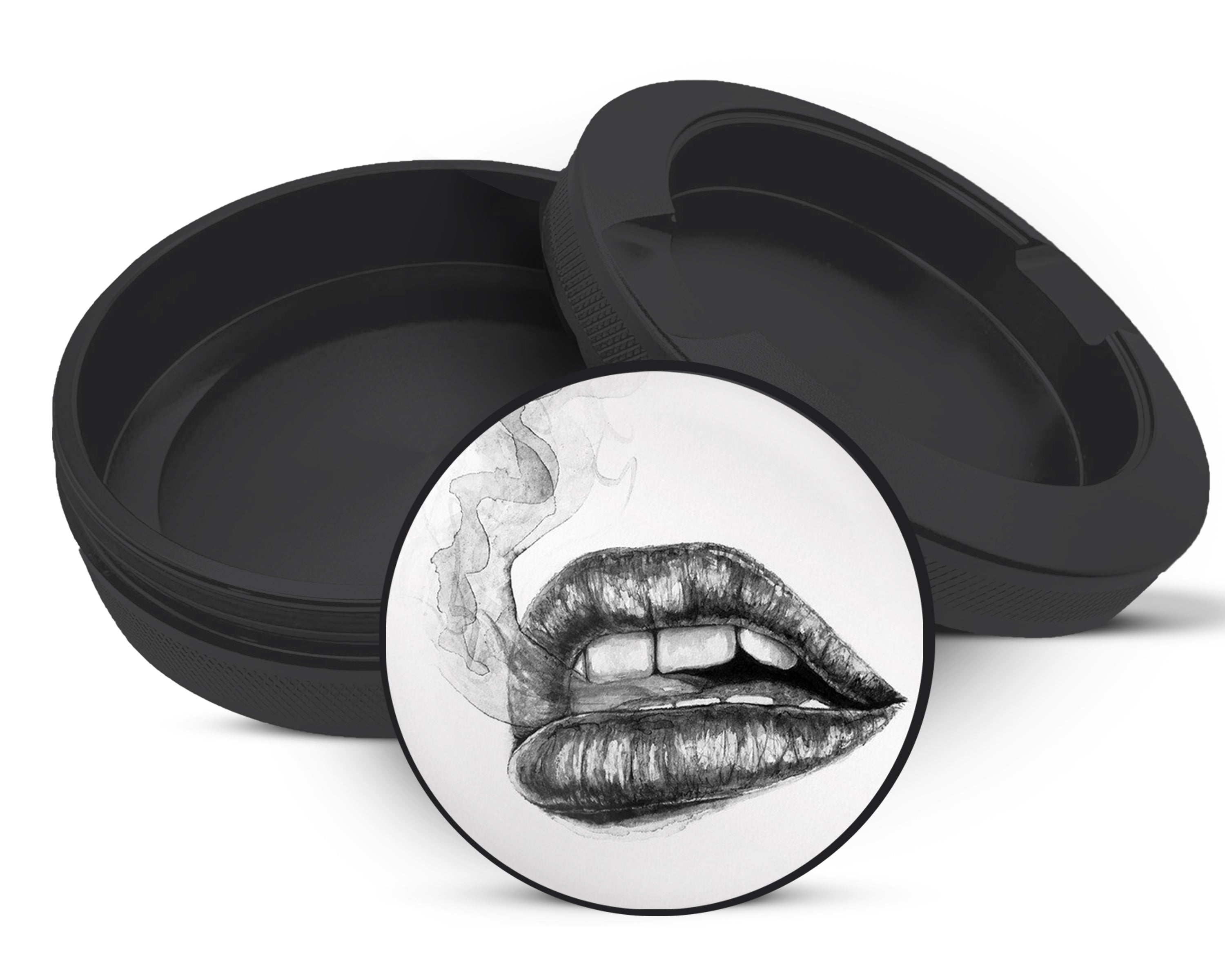 Snus Storage Case Lips Pencil Drawing Black