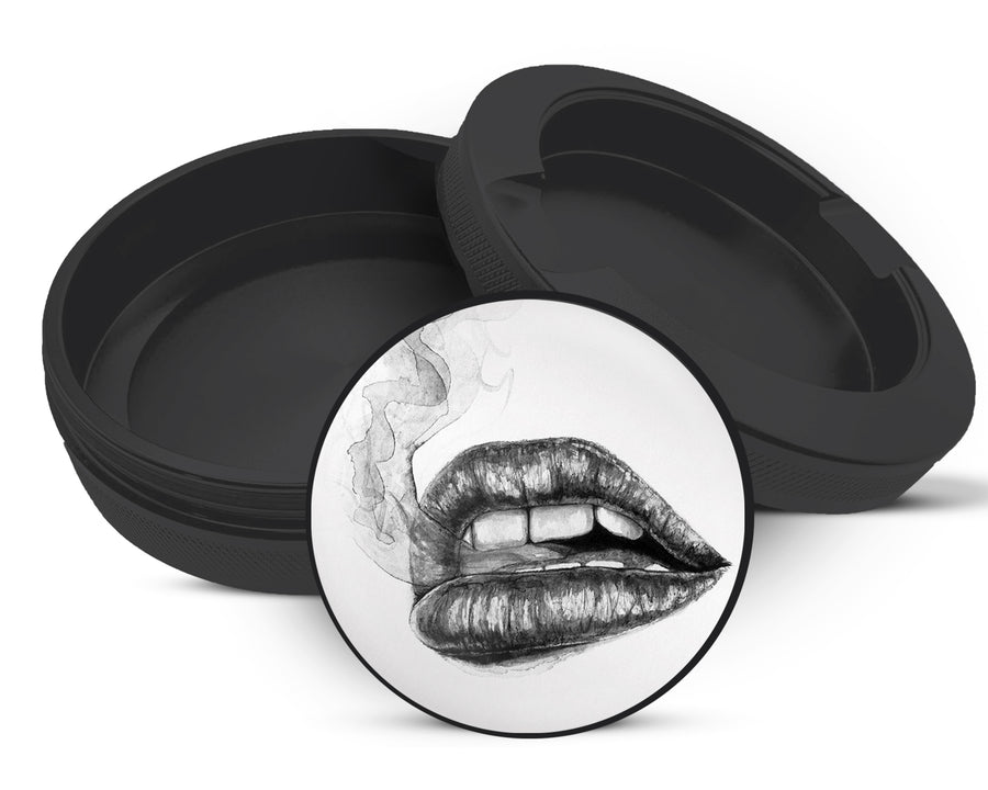Snus Storage Case Lips Pencil Drawing Black