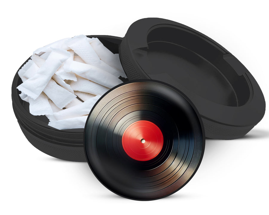 Snus Storage Case Red Vinyl Record  Black