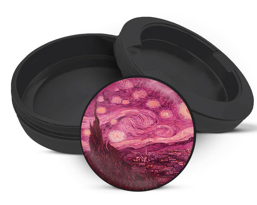 Snus Storage Case Pink Starry Night Vaporwave Van Gogh Art Black