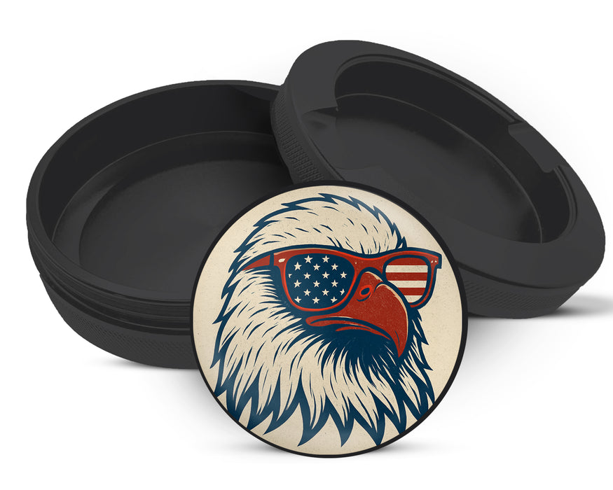 Snus Storage Case Patriotic Eagle With Sunglasses Black