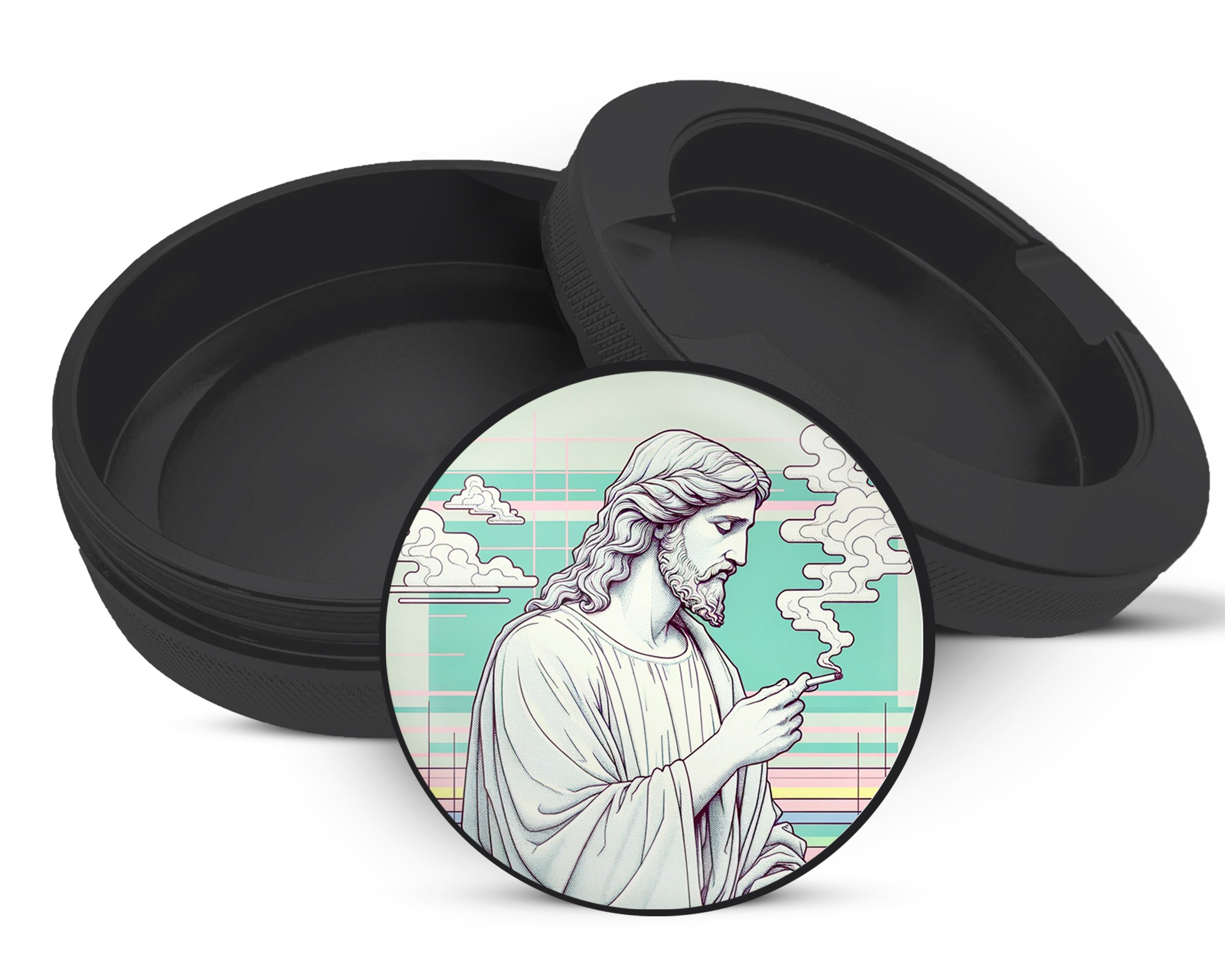 Snus Storage Case Jesus With Cig Vaporwave Black