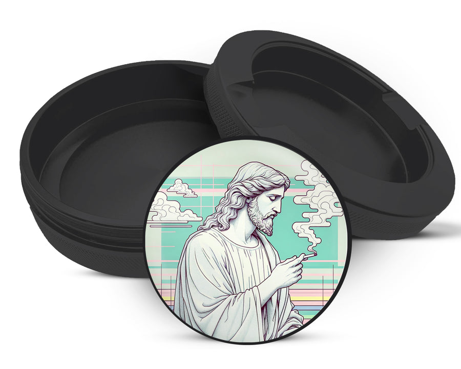 Snus Storage Case Jesus With Cig Vaporwave Black