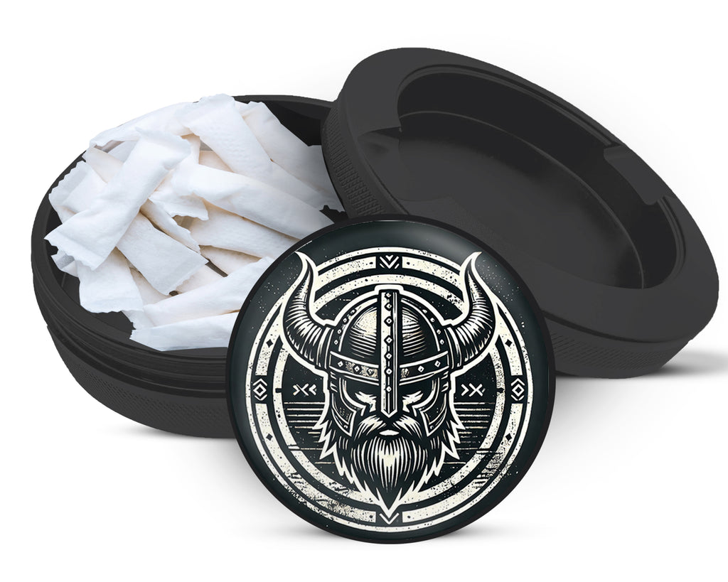 Snus Storage Case Viking Warrior Helmet Black