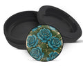 Snus Storage Case Blue Vintage Rose Pattern Traditional Style Black