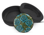 Snus Storage Case Blue Vintage Rose Pattern Traditional Style Black