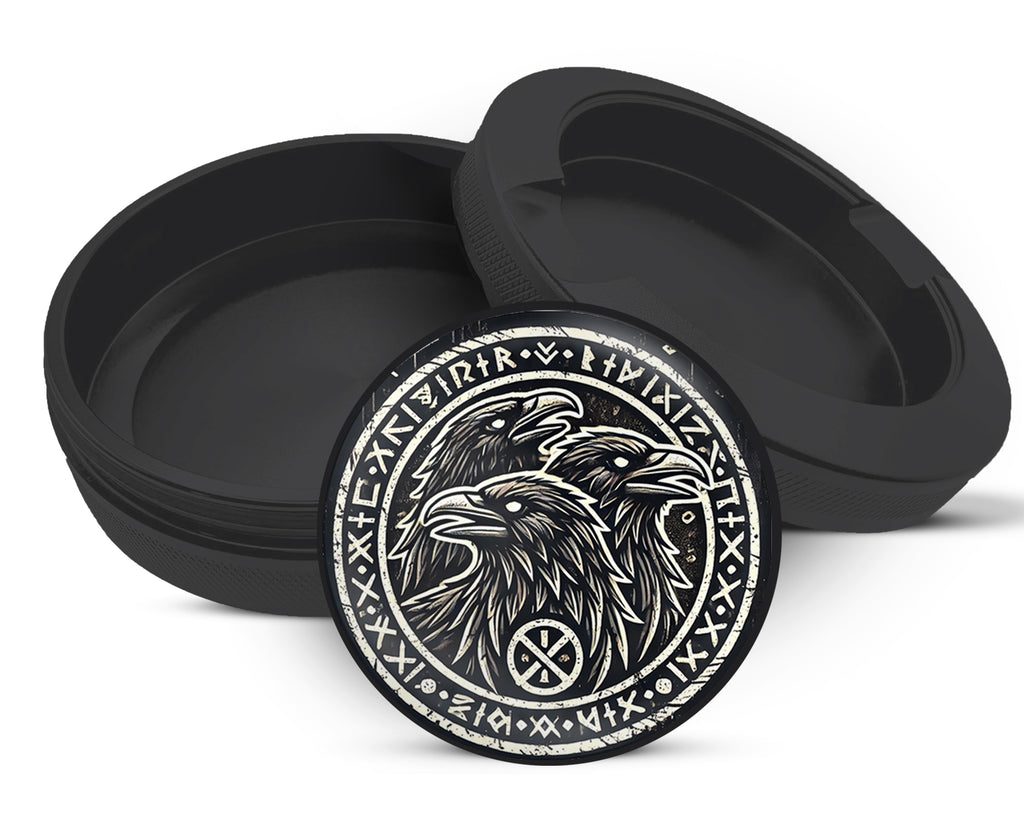Snus Storage Case Norse Ravens Snus Holder, Huginn, Muninn, and Jack Black