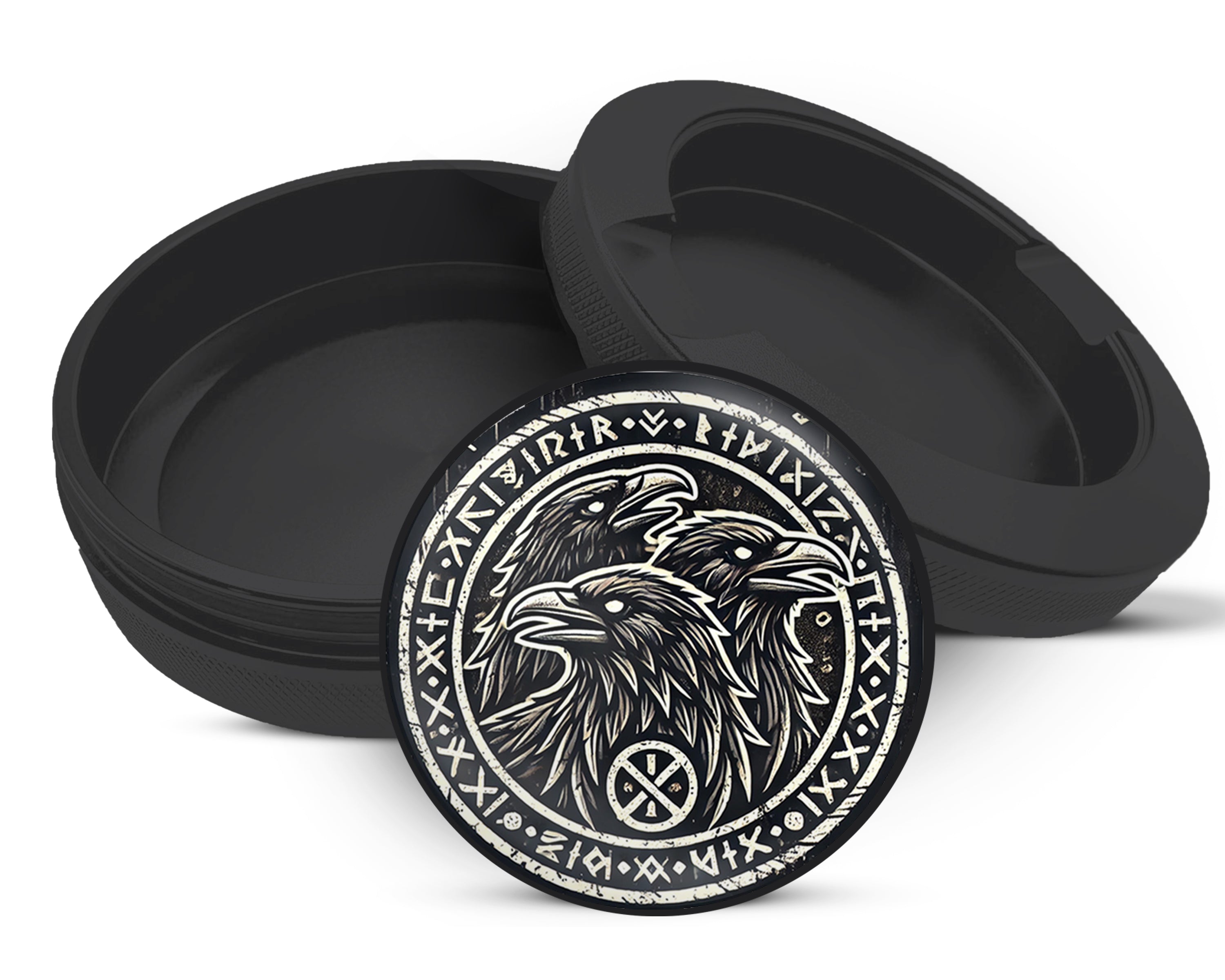 Snus Storage Case Norse Ravens Snus Holder, Huginn, Muninn, and Jack Black