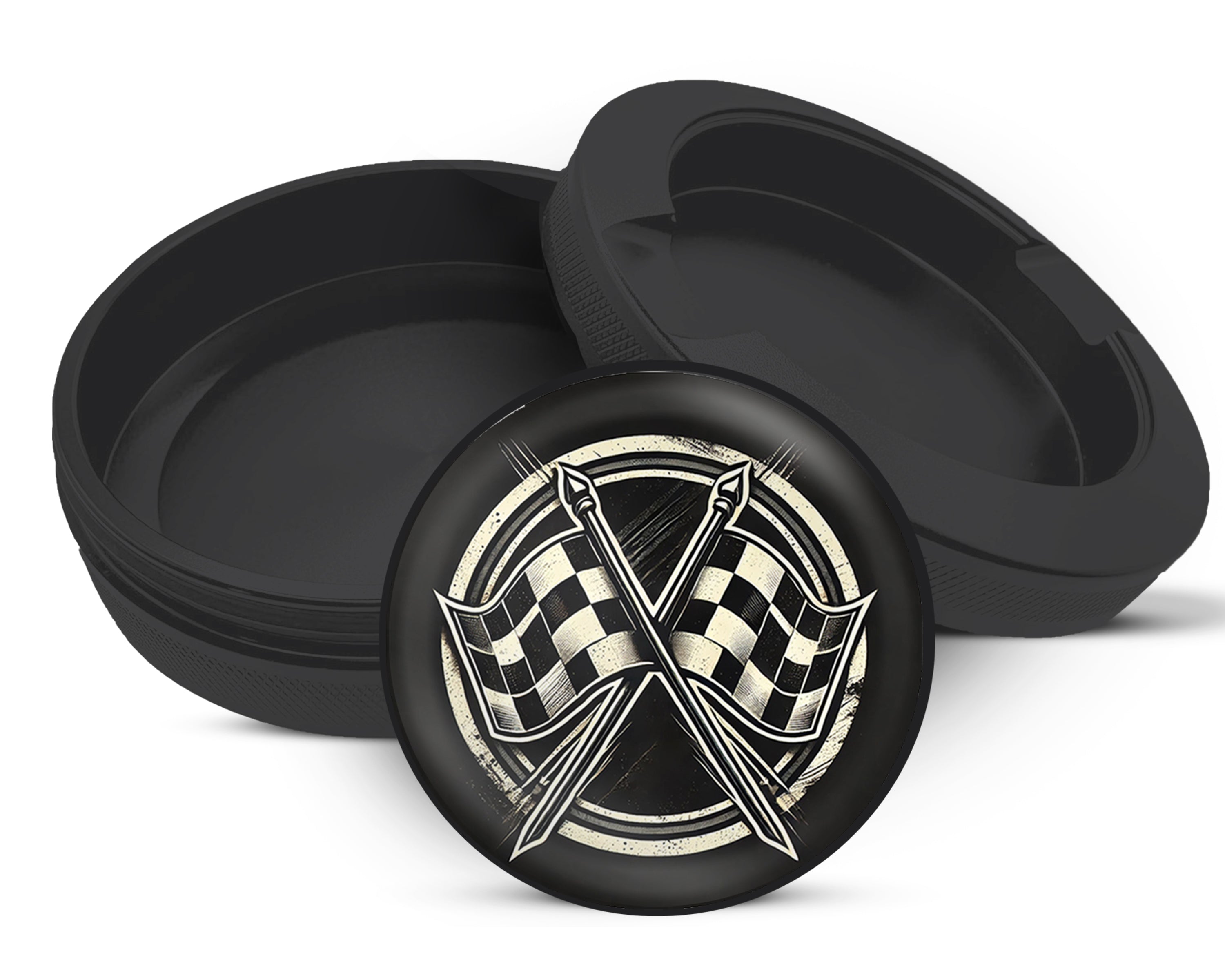 Snus Storage Case Racing Checkered Flag Black