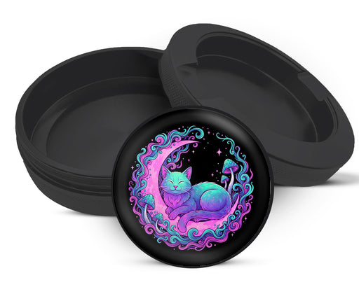 Snus Storage Case Psychedelic Moon Cat Dreams Black