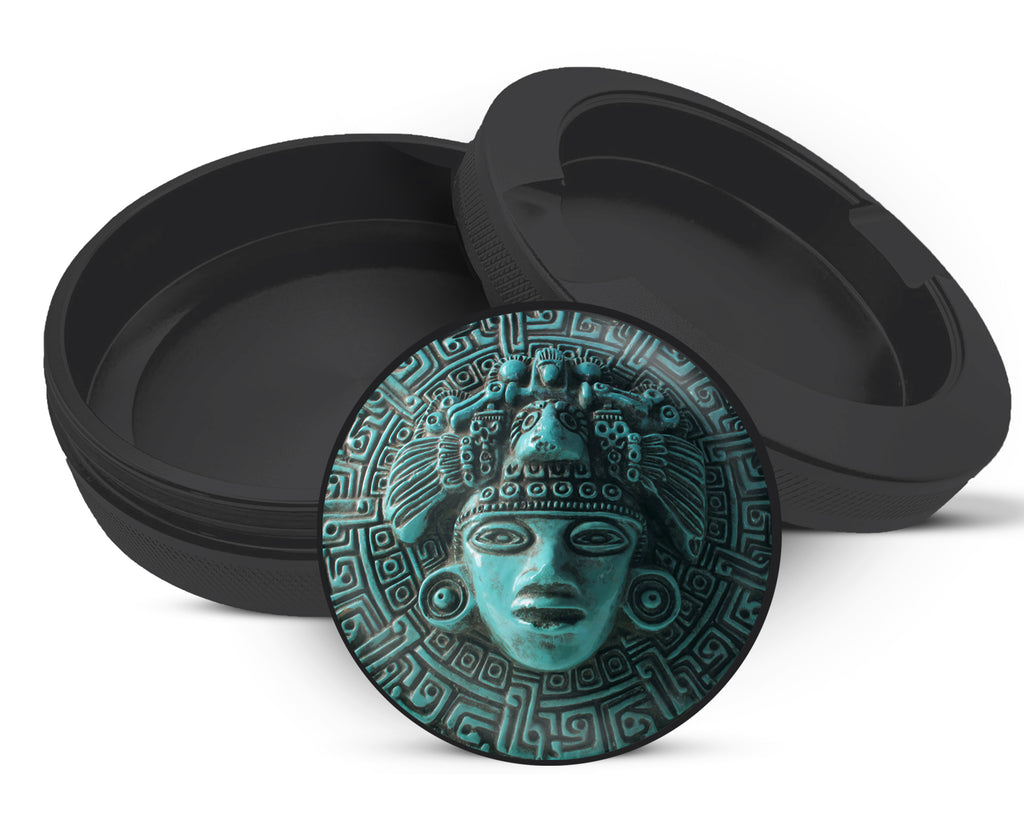 Snus Storage Case Aztec Turquoise Sun Mask Black