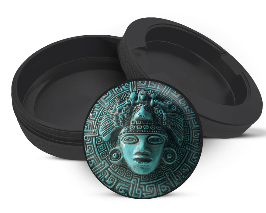 Snus Storage Case Aztec Turquoise Sun Mask Black