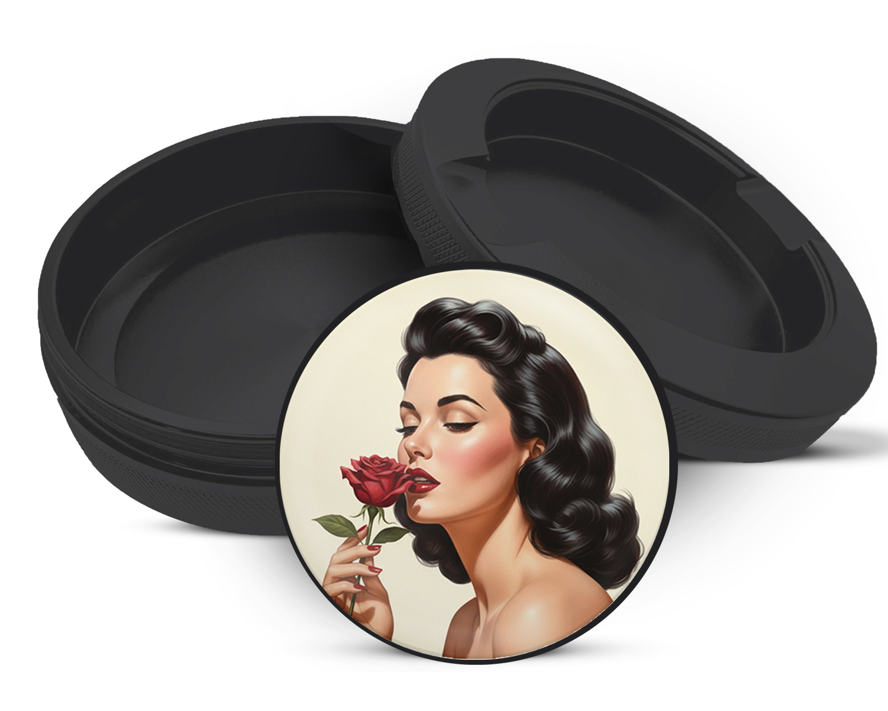 Snus Storage Case Romantic Retro Rose Beauty Black