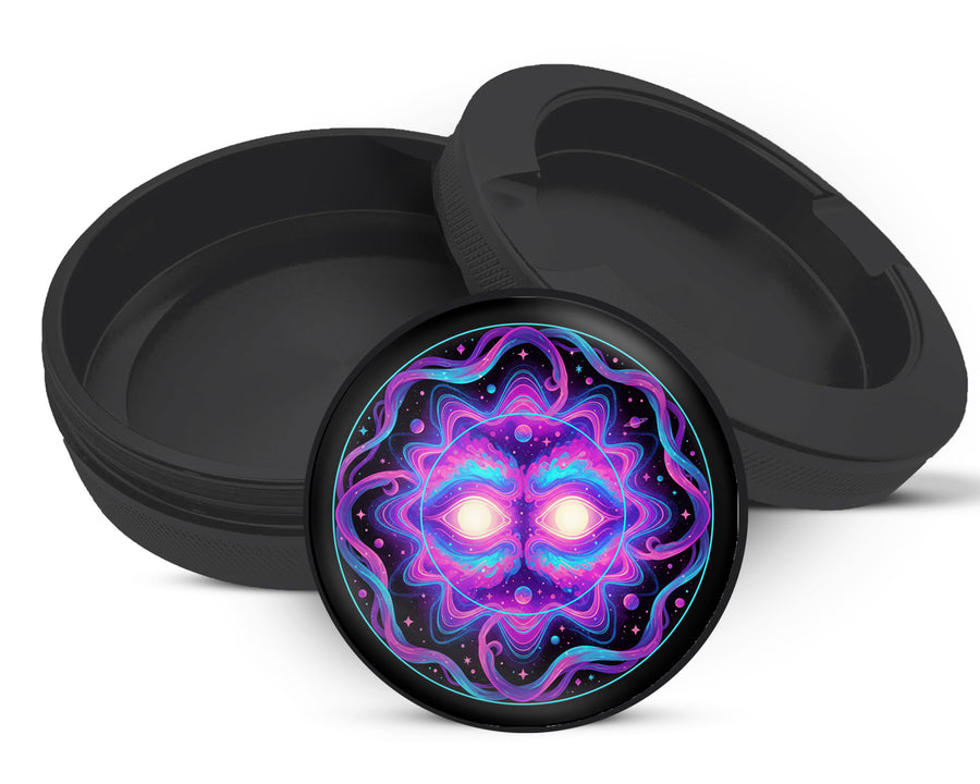 Snus Storage Case Psychedelic Cosmic Sun Face Black