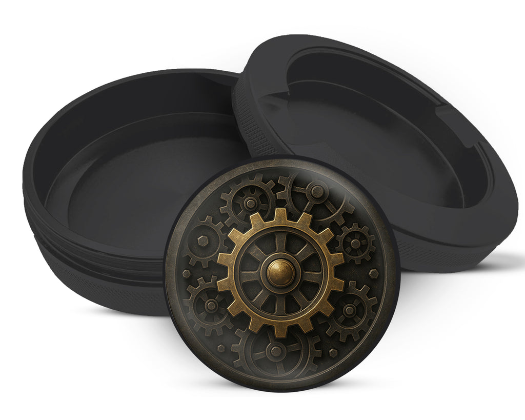 Snus Storage Case Steampunk Gear Clockwork Circle Art Black
