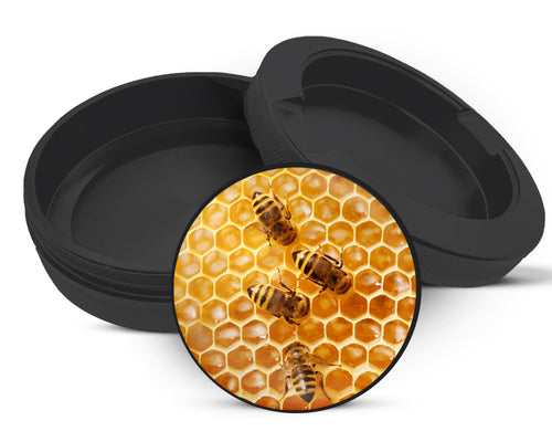 Snus Storage Case Bees on A Honeycomb Black