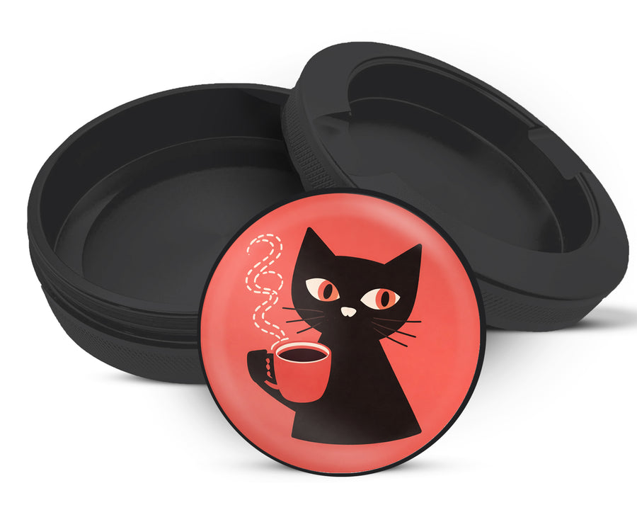 Snus Storage Case Retro Cat Minimalist Black