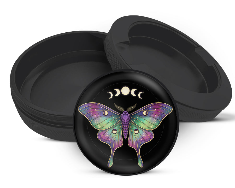 Snus Storage Case Lunar Phases Cosmic Moth Black