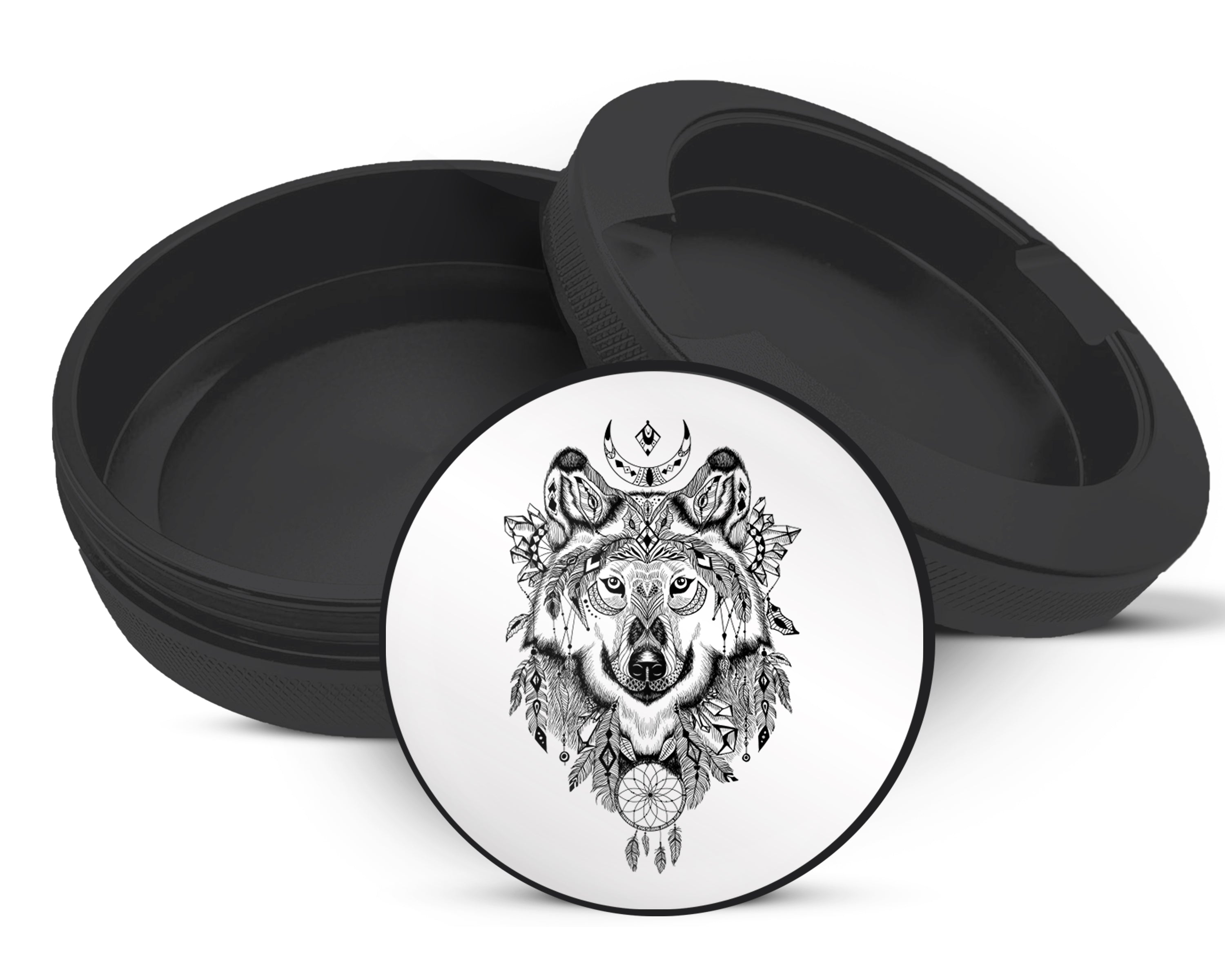 Snus Storage Case Native American Wolf Black