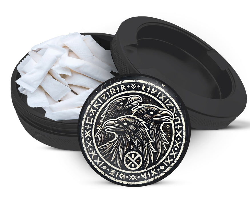 Snus Storage Case Norse Ravens Snus Holder, Huginn, Muninn, and Jack Black