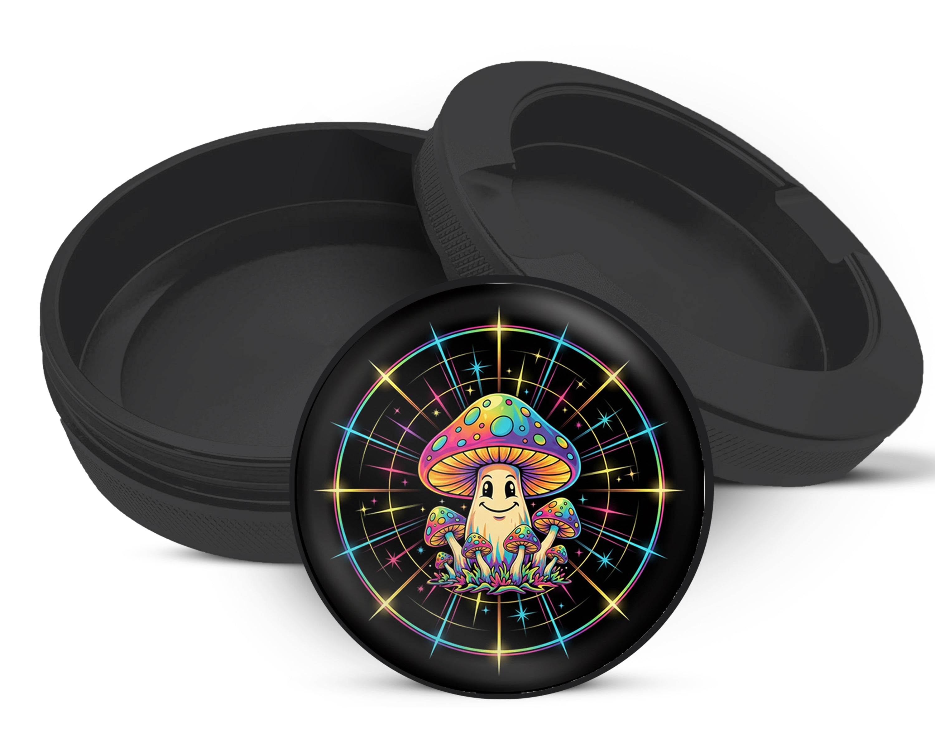 Snus Storage Case Trippy Rainbow Mushroom Crew Black