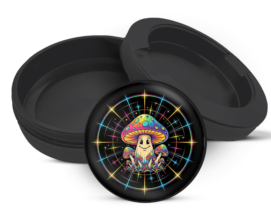 Snus Storage Case Trippy Rainbow Mushroom Crew Black