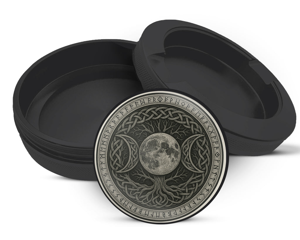 Snus Storage Case Celtic Moon Tree Sigil Black