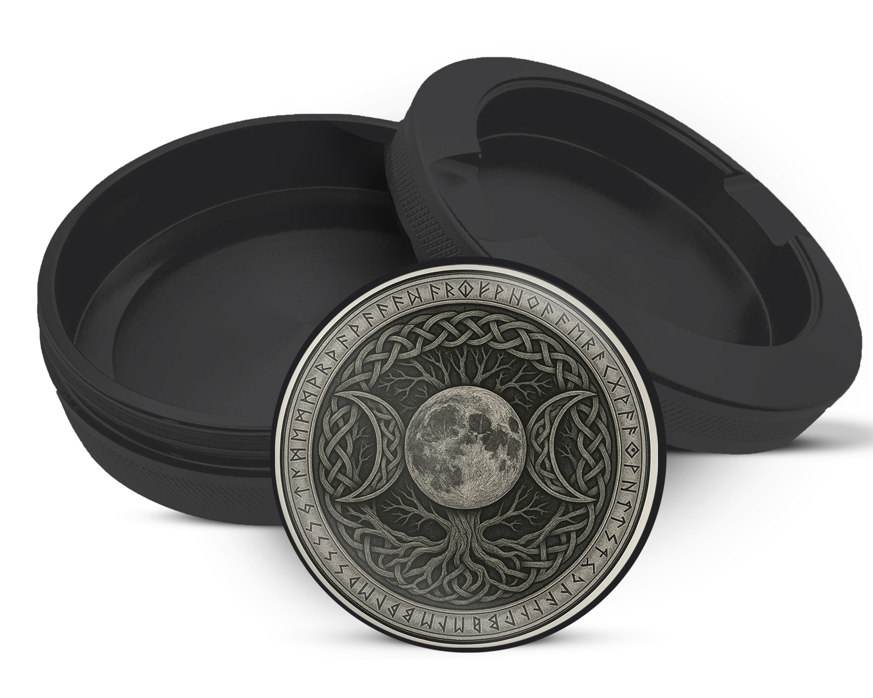 Snus Storage Case Celtic Moon Tree Sigil Black