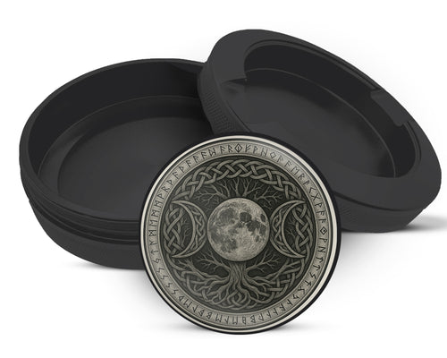 Snus Storage Case Celtic Moon Tree Sigil Black