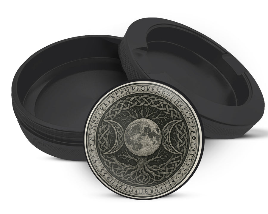 Snus Storage Case Celtic Moon Tree Sigil Black