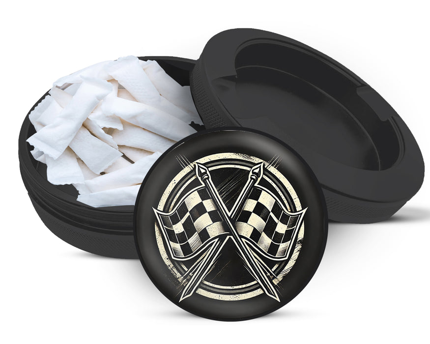 Snus Storage Case Racing Checkered Flag Black