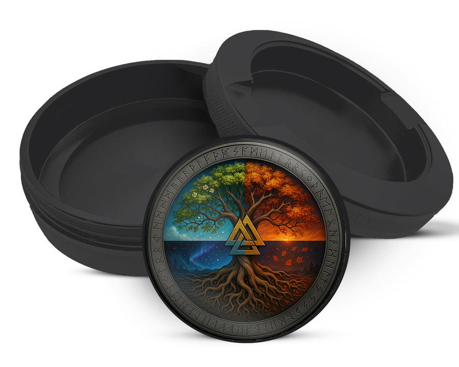Snus Storage Case Valknut Tree of Seasons Black