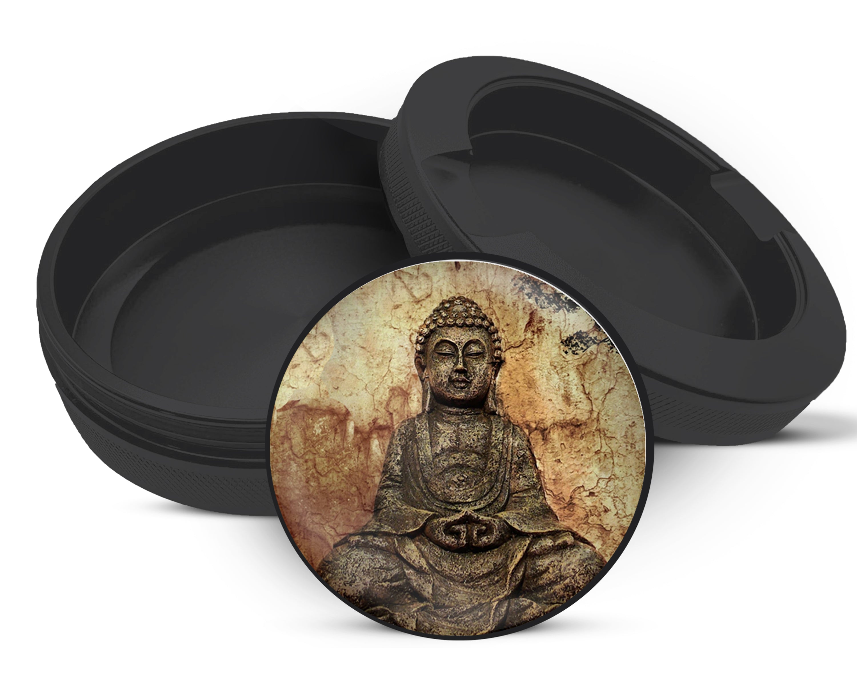 Snus Storage Case Buddha Pattina Buddhist Statue Black