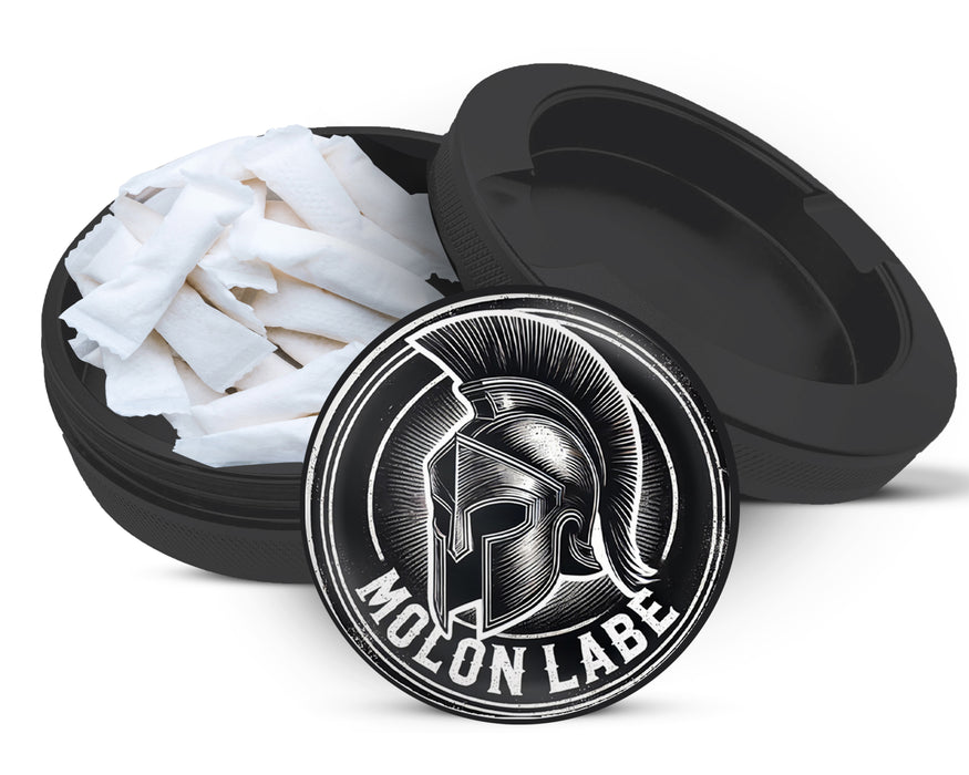 Snus Storage Case Molon Labe Spartan Helmet Black