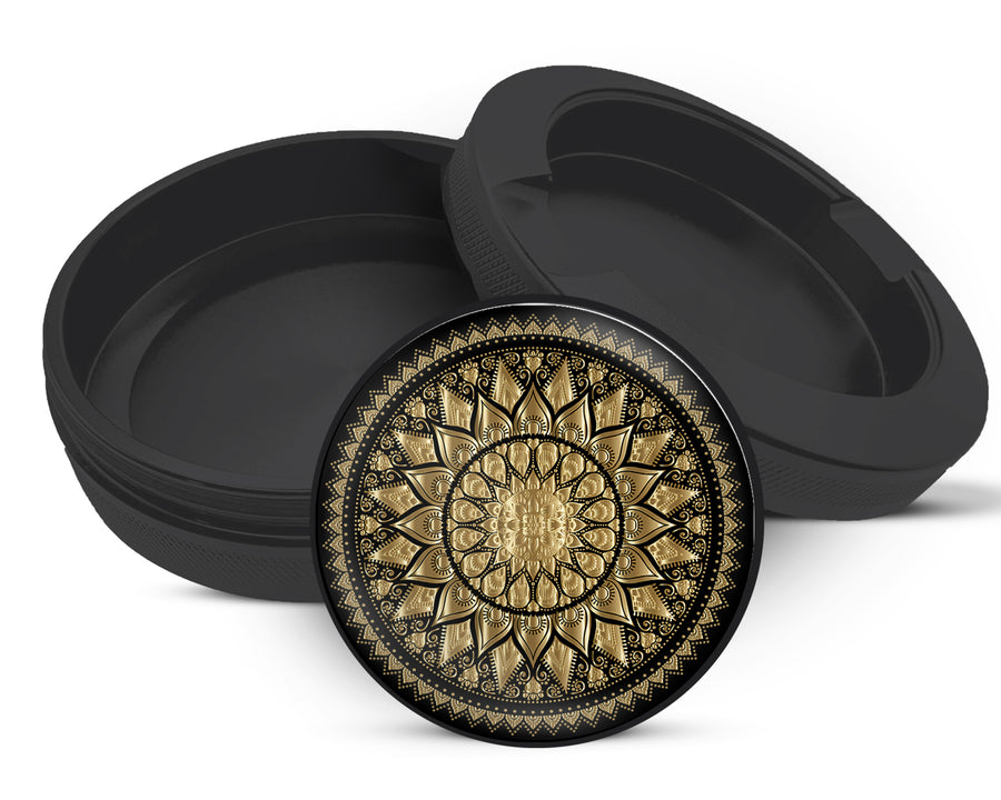 Snus Storage Case Mandala Grinder Black And Gold Black