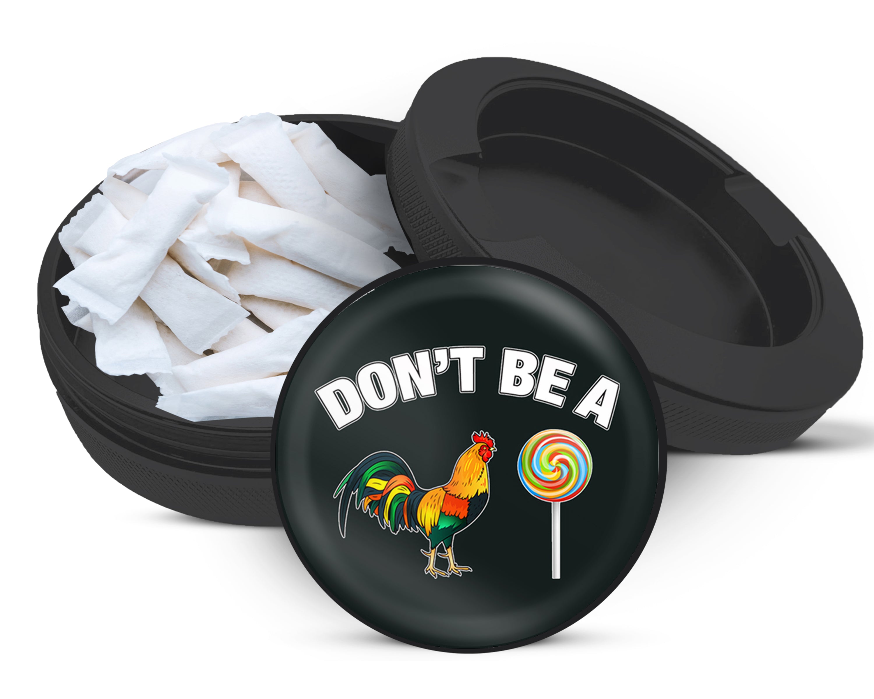 Snus Storage Case Don't Be A C-ck Lollipop Sucker Black