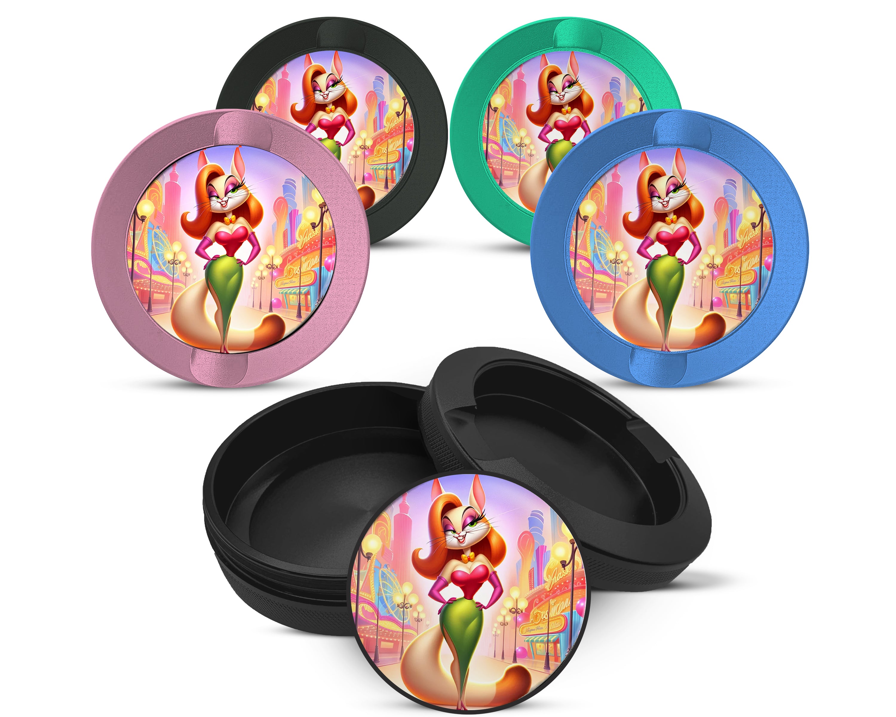 Snus Storage Case Jessica Rabbit as a Cat Grinder, Bombshell Feline Animated 