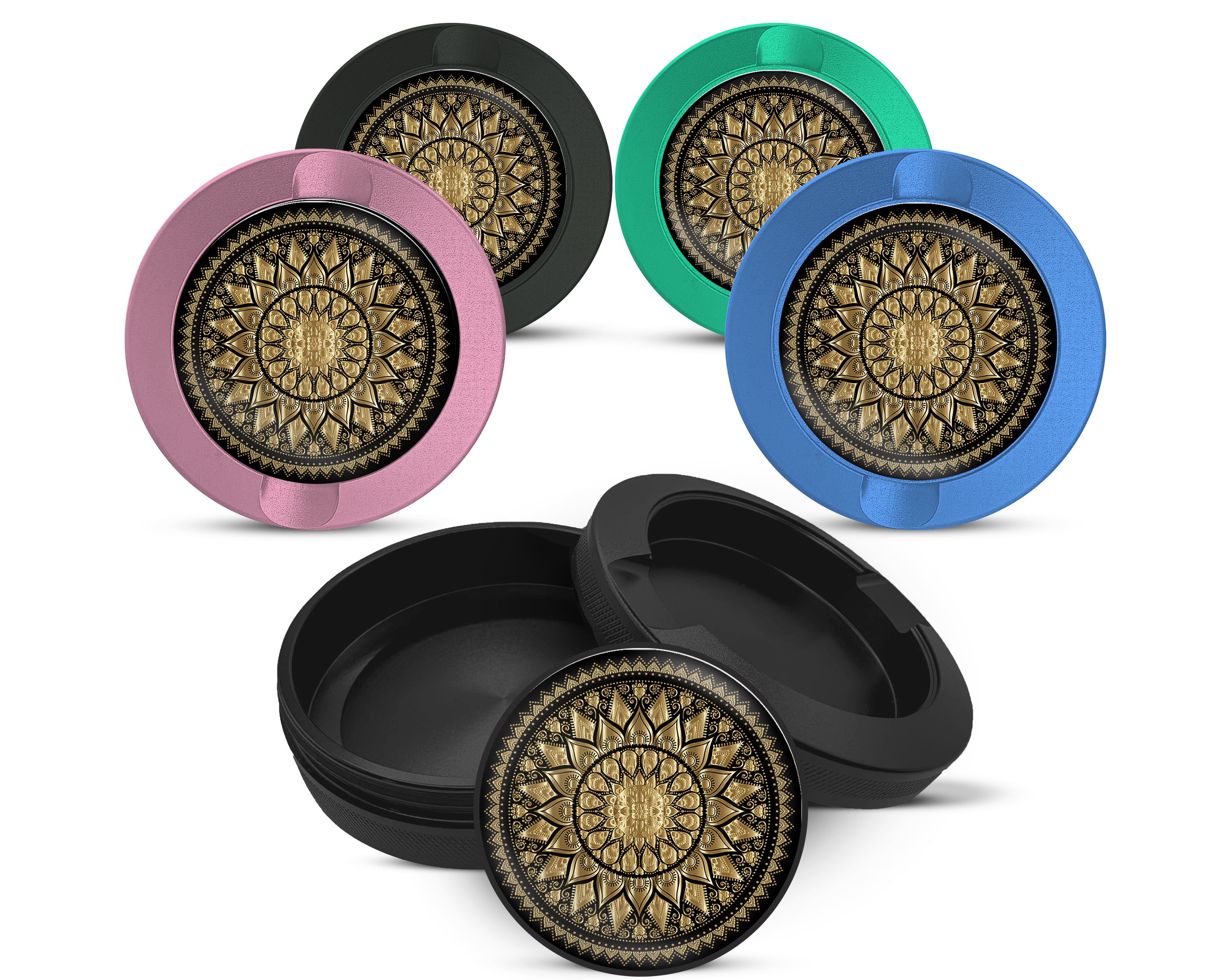 Snus Storage Case Mandala Grinder Black And Gold 