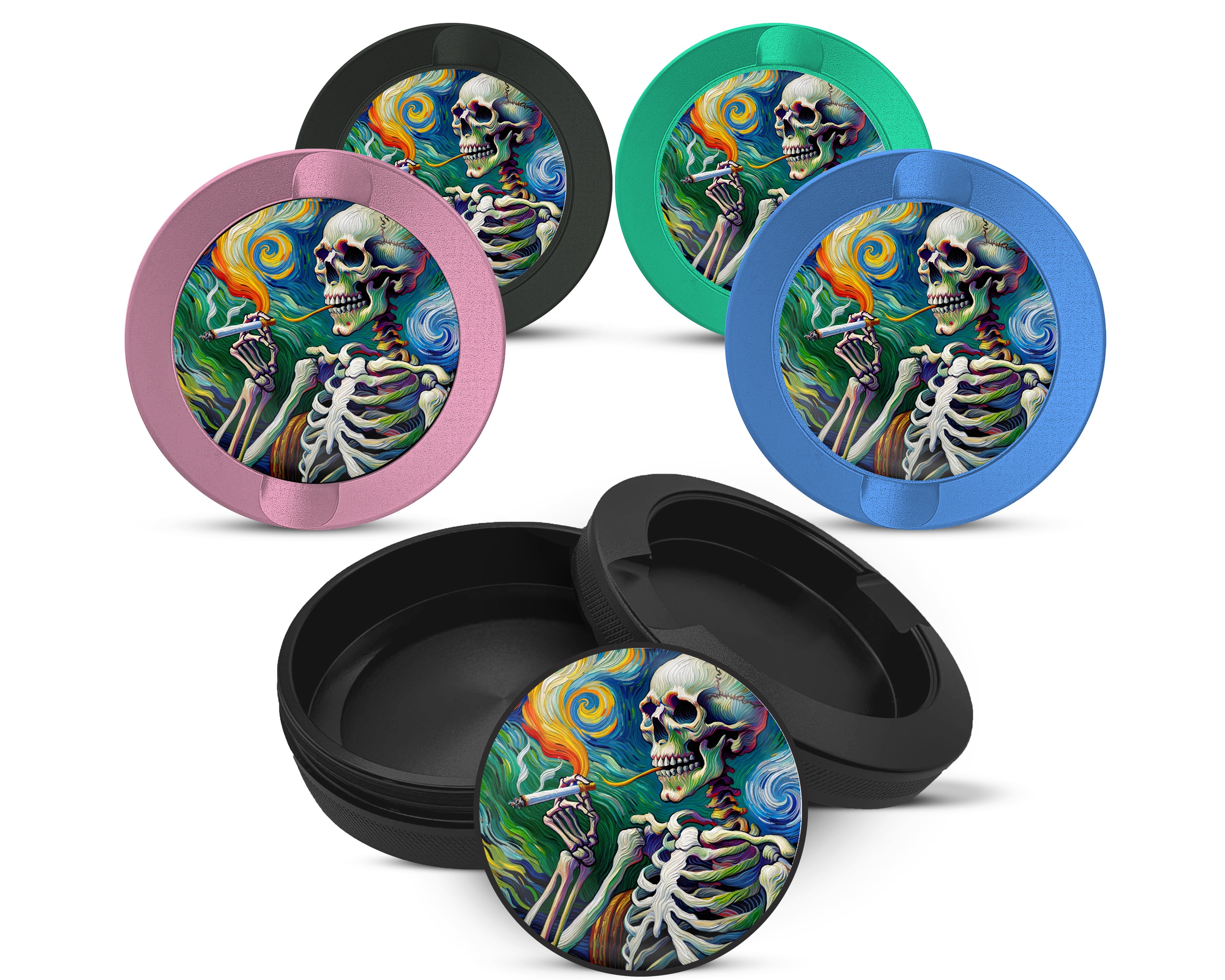Snus Storage Case Skeleton Grinder Van Gogh Style 