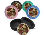 Snus Storage Case Skull with Red Roses Tattoo Flash Style 