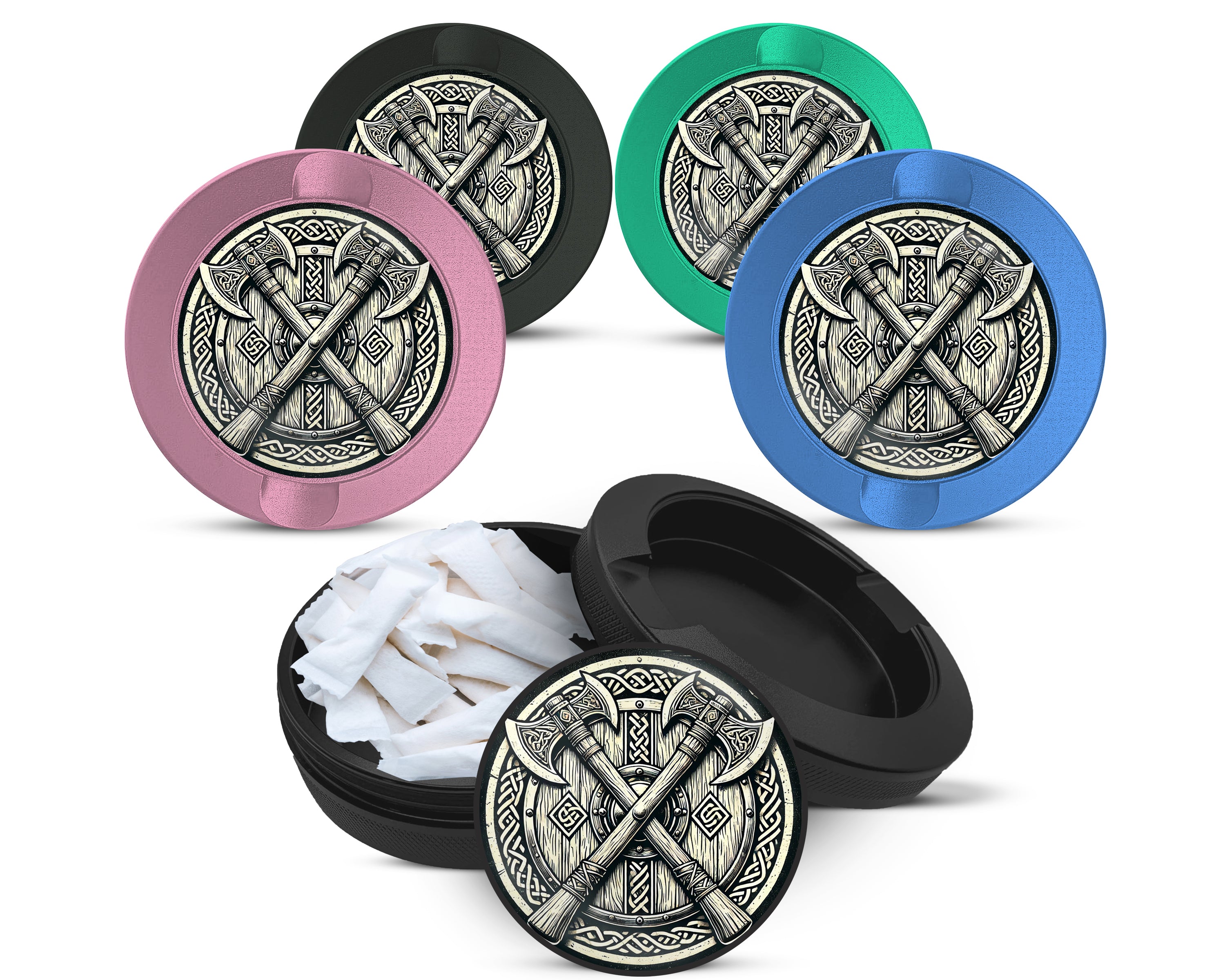 Snus Storage Case Viking Battle Axes 