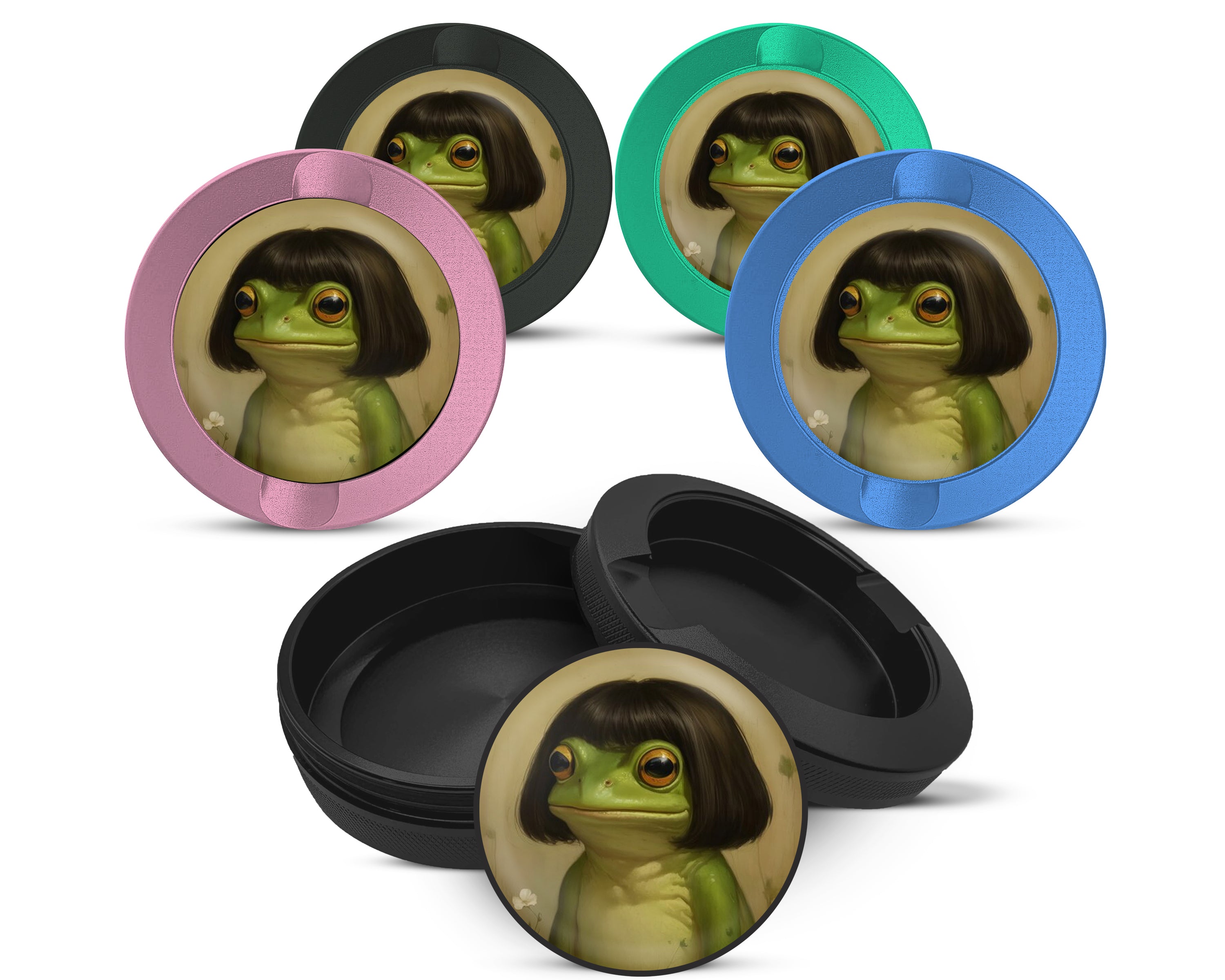 Snus Storage Case Cute Frog with Bob Haircut Meme 