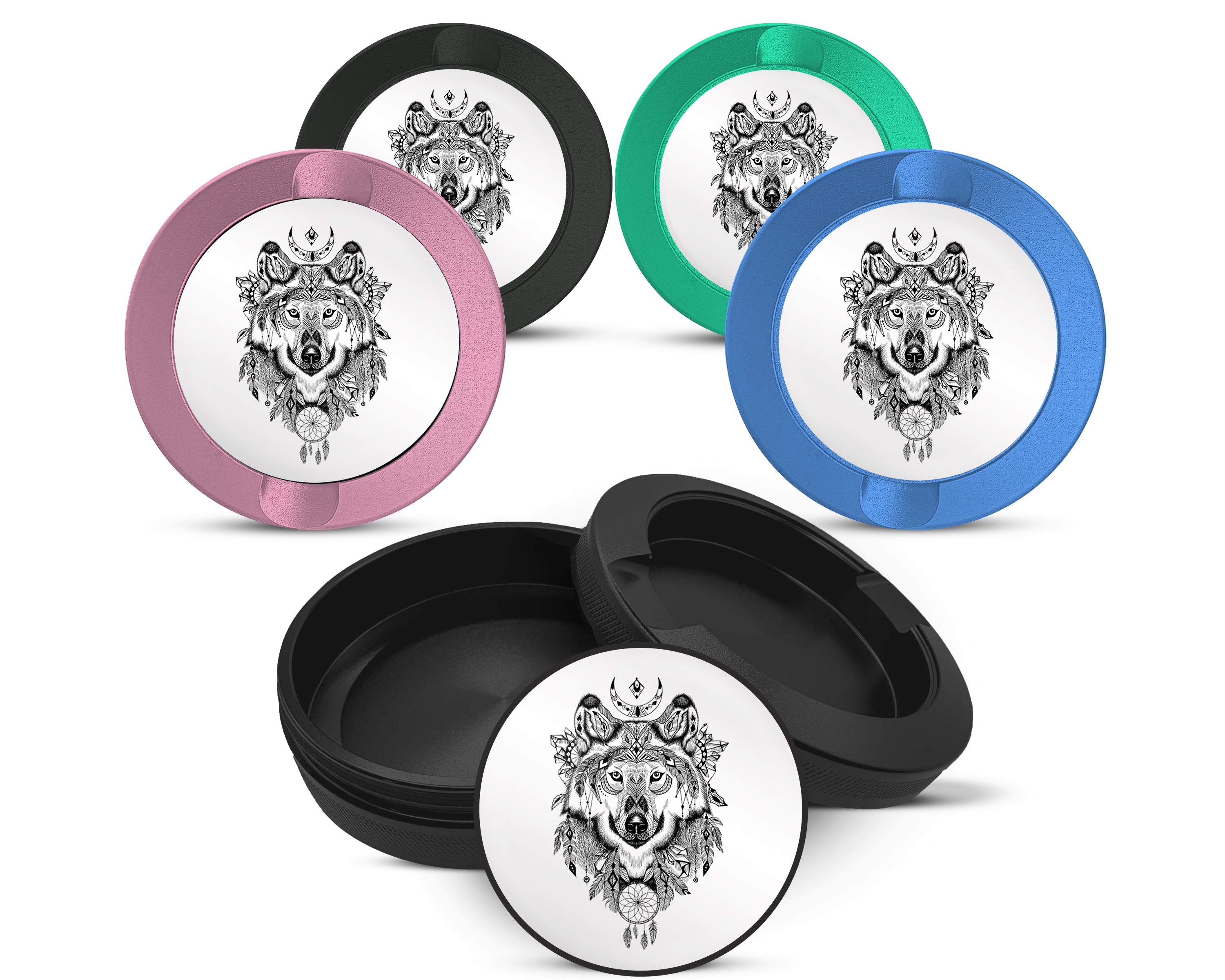 Snus Storage Case Native American Wolf 