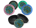 Snus Storage Case Blue Vintage Rose Pattern Traditional Style 