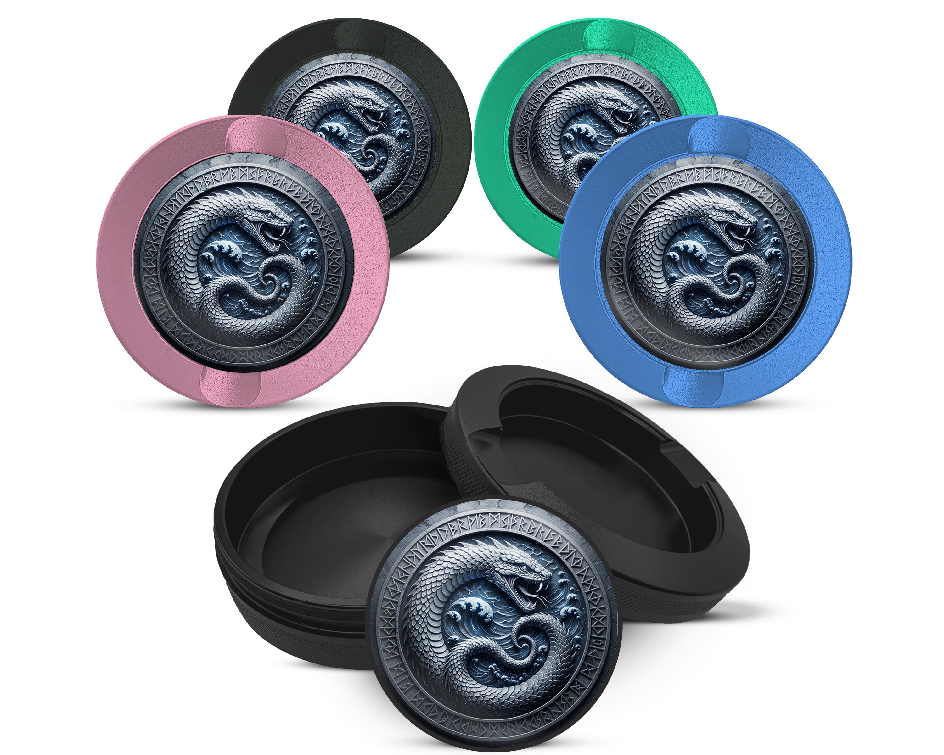 Snus Storage Case Oceanic Ouroboros Rune Circle 