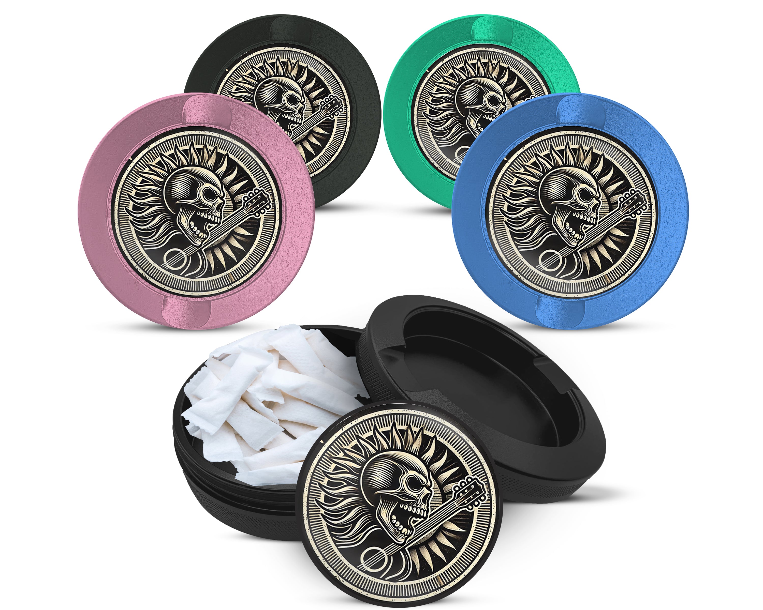Snus Storage Case Death Metal Skull and Guitar 